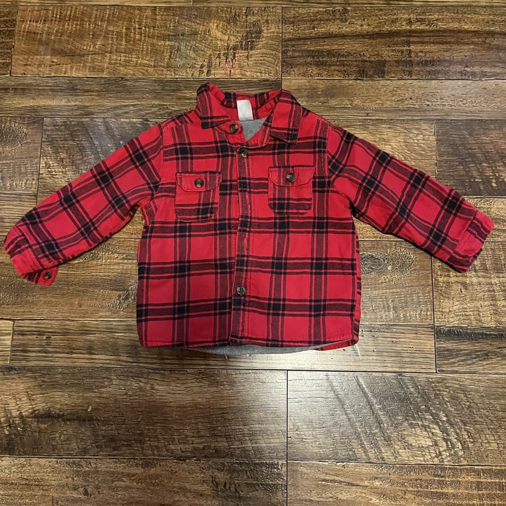Carter's Plaid Red and Black Button-Up Shirt